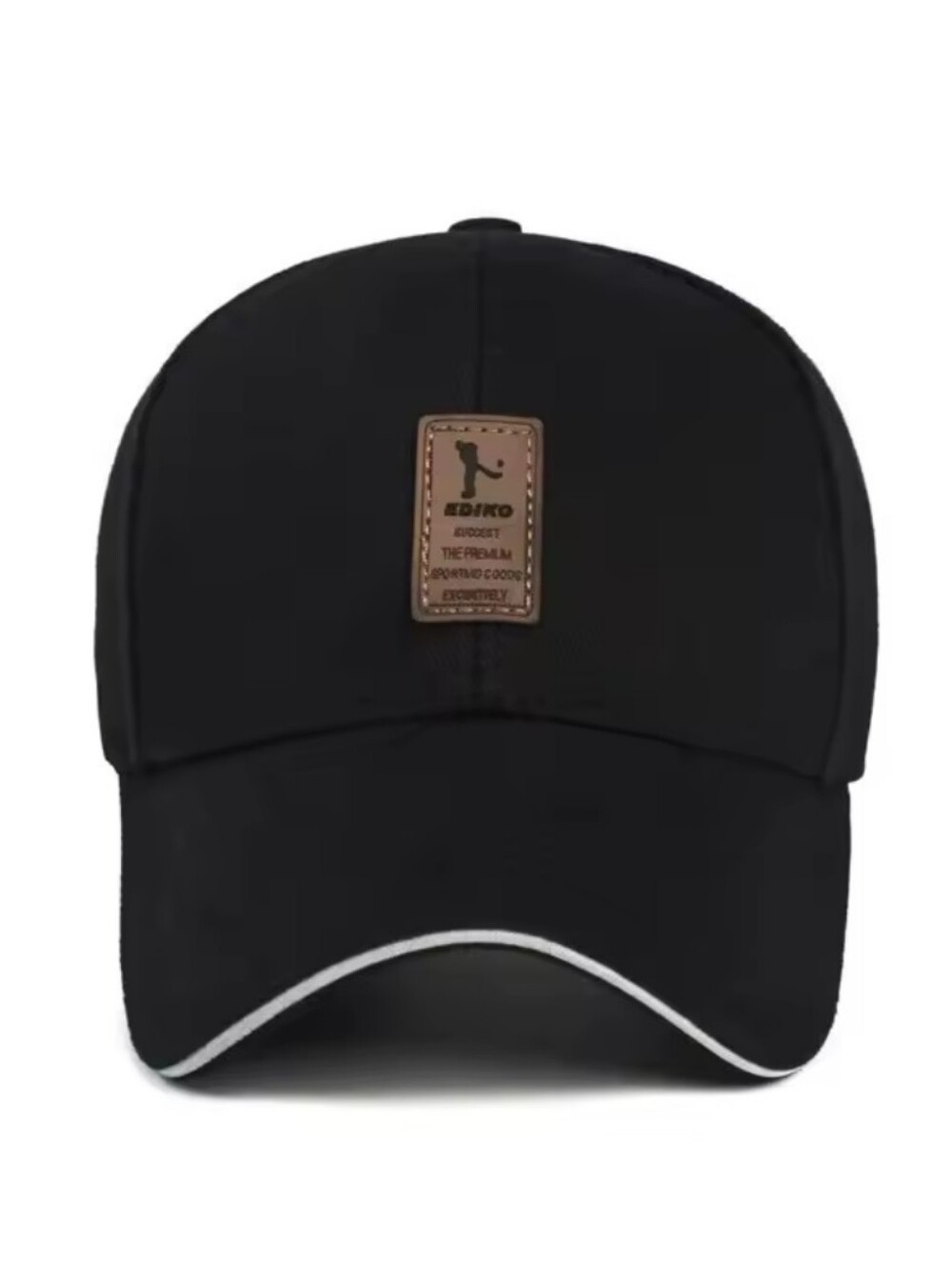 Ediko Black Baseball Cap with Leather Patch